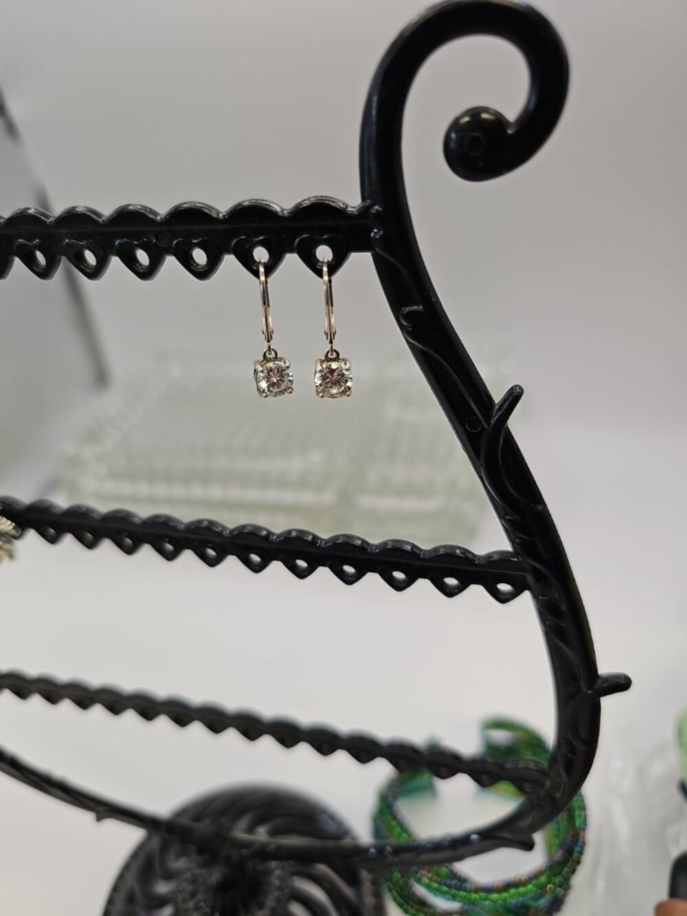 Pierced Earrings.925 Silver cubic Zirconia